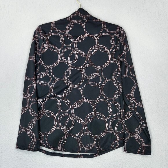 Chicos Shirt Womens 8 Black Pink 1 Half Zip Mock Neck Lightweight Pullover - Picture 8 of 9